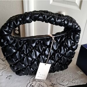 A New Day Black Ruffled Shoulder Bag